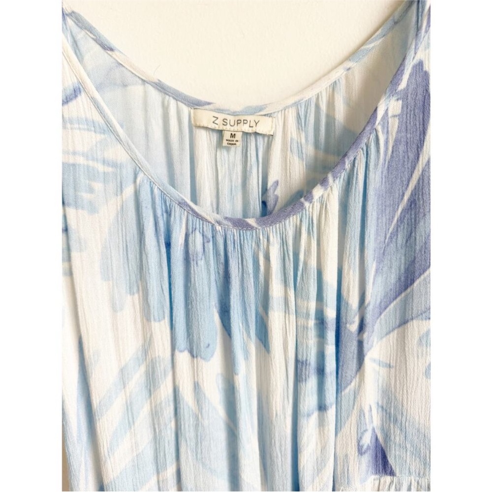 Z Supply Watercolor Lido Leaf Blue White Maxi Dress - Medium - Picture 5 of 6